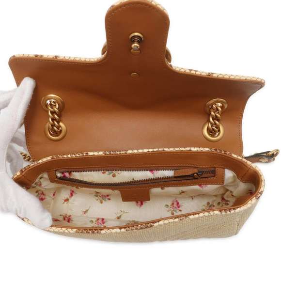 Gucci GG Marmont Raffia Python Chain Shoulder Bag - Picture 6 of 12